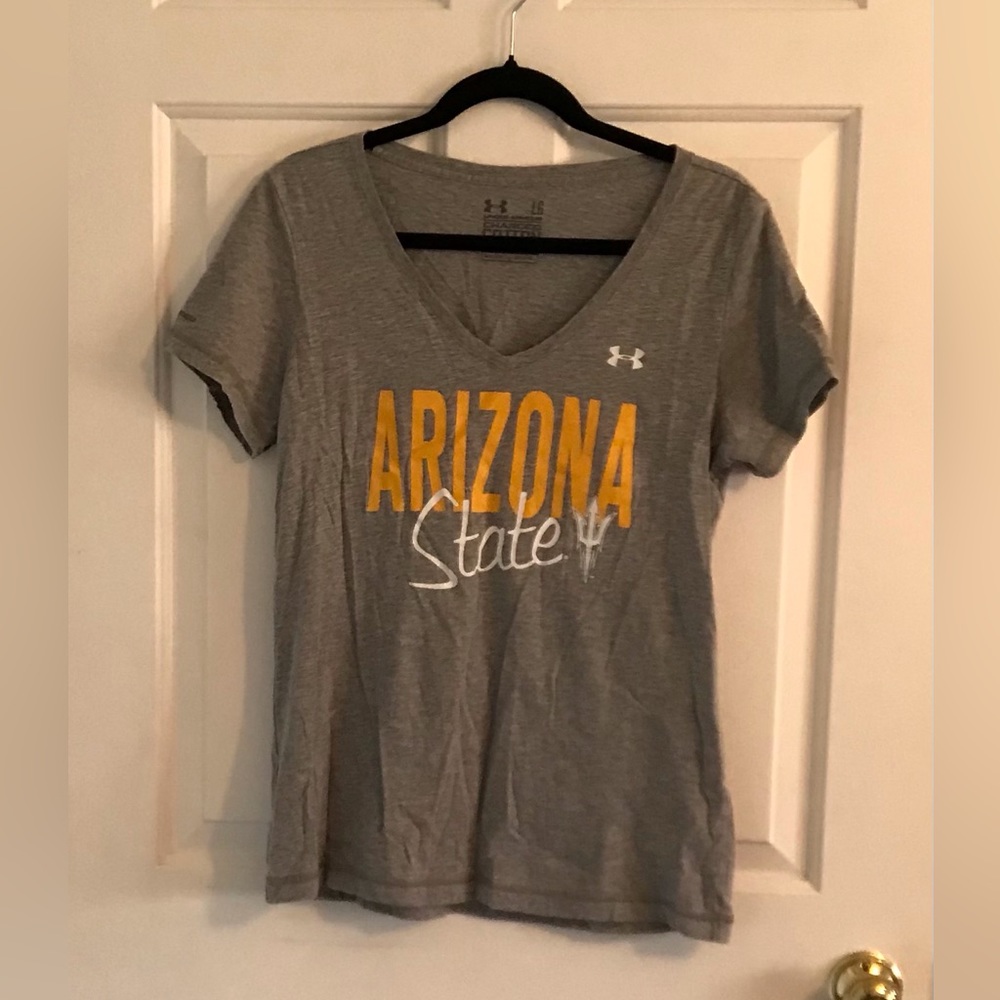 ASU Under Armor woman’s v neck short sleeve t shirt